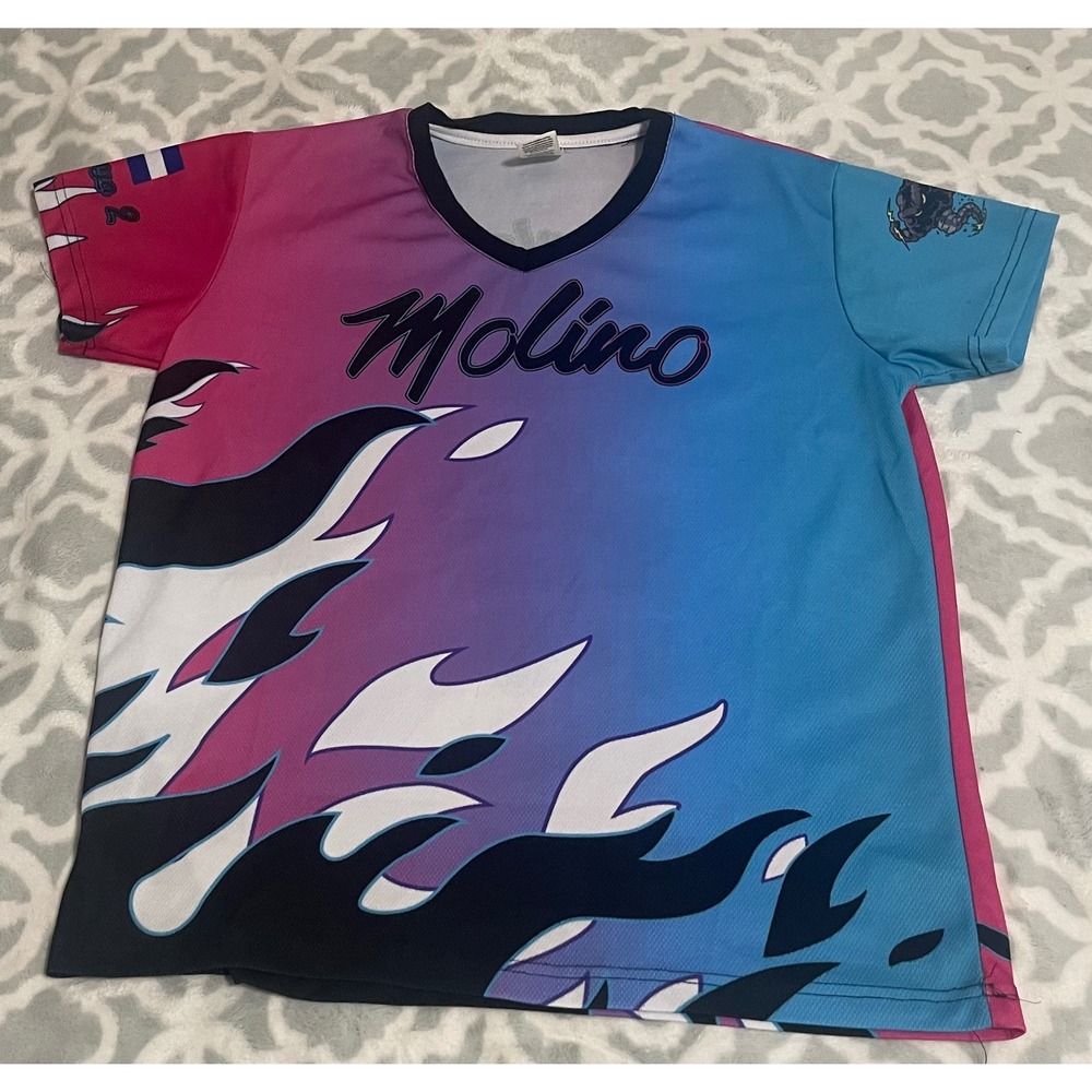 Green Youth Molino Rowley 21 Jersey Pink Blue Flame El Salvador Size S 6-7